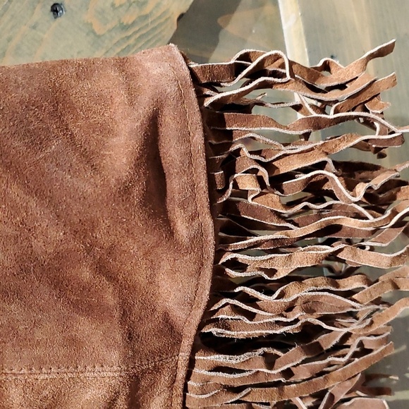 VINTAGE BROWN LEATHER VEST FRINGES NEW WITH TAG DREAM APPAREL WESTERN COWBOY - Picture 4 of 7